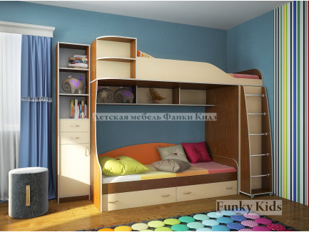 Двухъярусная кровать Фанки Кидз-12 с шкафом